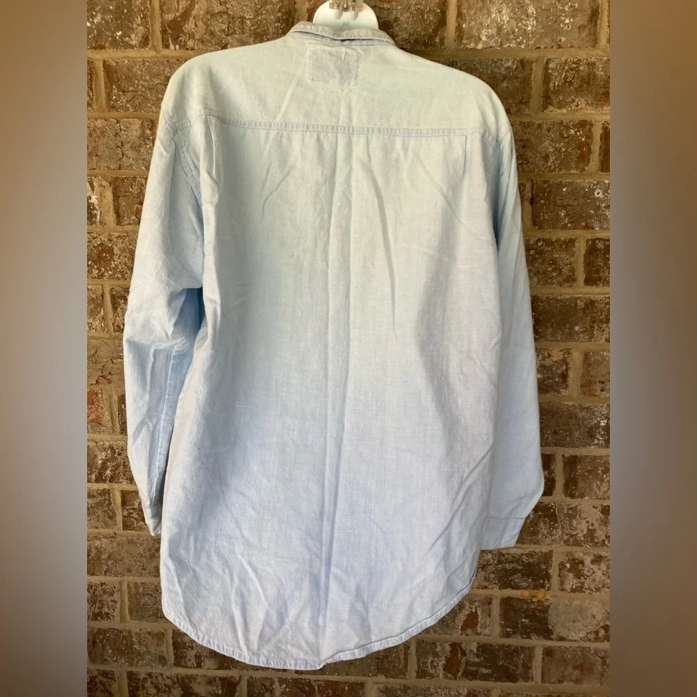 ASC International Clothing Andrew Sports Oversized Topstitch Denim Blouse
